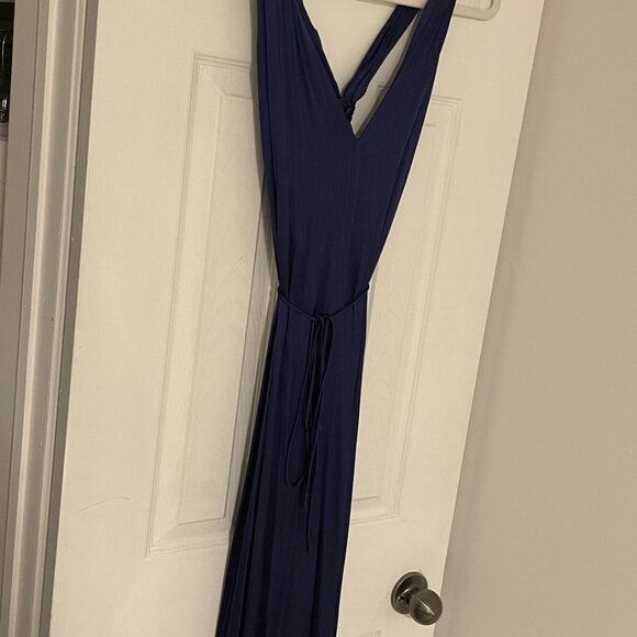 NWOT Mango Satin cross-back jumpsuit blue Size Small - Picture 8 of 10